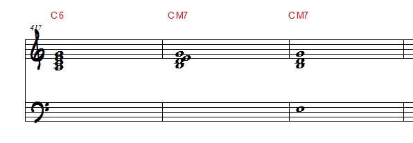 Block chord voicing with the fifth on top