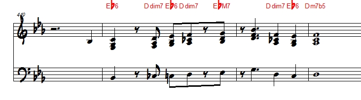 Block chord excerpt from There Will Never Be Another You