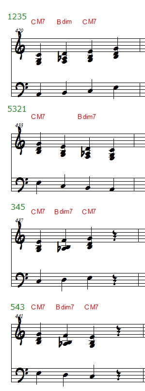 Common block chord melody pattern