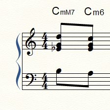 Minor-major seventh resolving to minor sixth