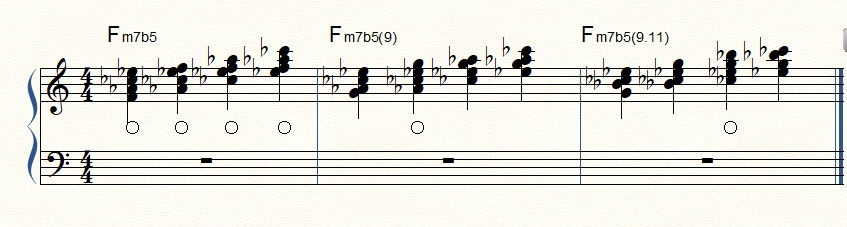 Minor seven flat five two-handed voicing